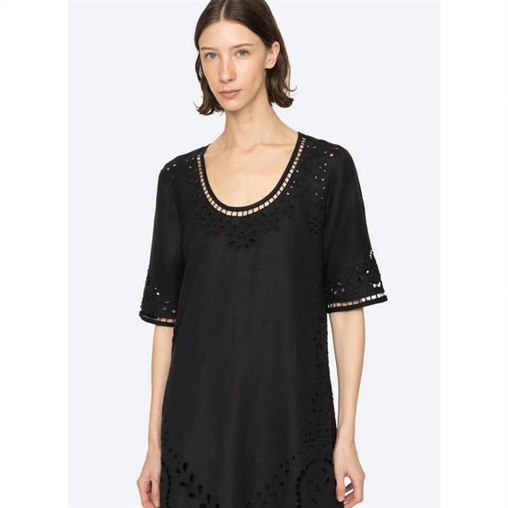 Sea New York Lula Embroidery Midi Kjole, Sort 